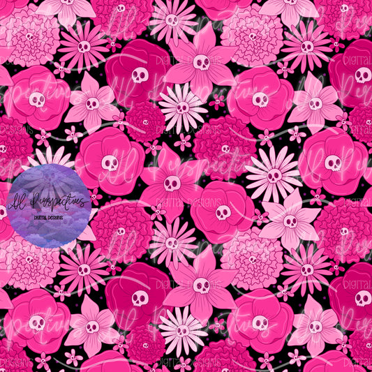 Pink Skull Floral