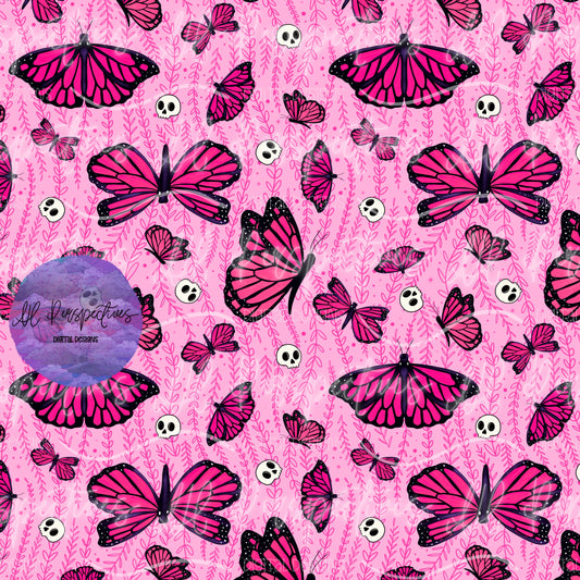 Pink Skulls and Monarchs